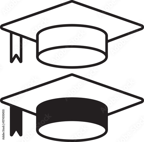 Graduation cap icon set.