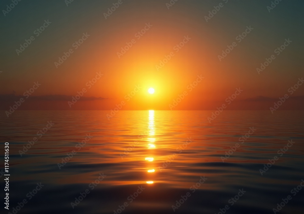Sunset over calm waters reflecting vibrant colors of the evening sky Sunset over calm waters reflecting vibrant colors of the evening sky