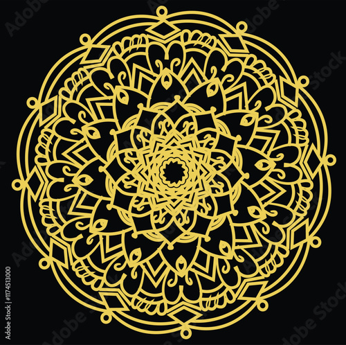 mandala design luxury ornamental black background vector photo