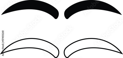 Set of eyebrows icons in flat and line styles. Fashion eyebrow perfectly shapes vectors illustration. Permanent make up and tattooing. Cosmetic for eyebrow elements isolated on transparent background.