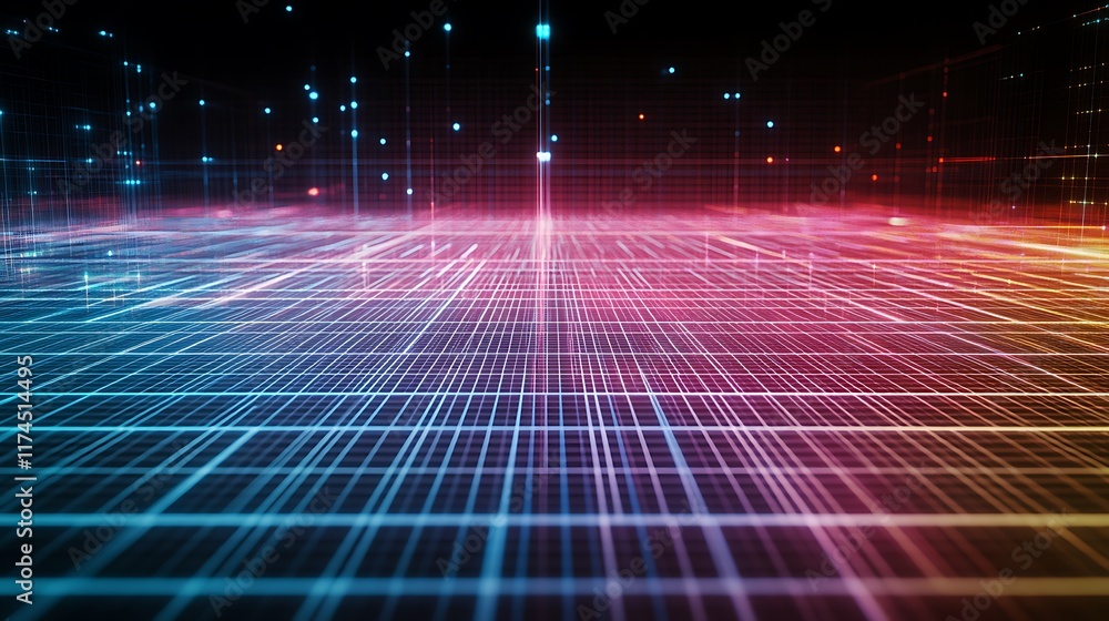 Abstract Grid Network Digital Data Flow Visualization Abstract Grid Network Digital Data Flow Visualization