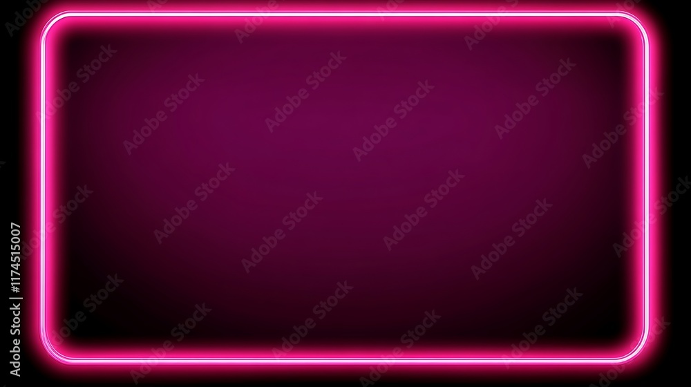 Pink Neon Frame On Dark Background Pink Neon Frame On Dark Background