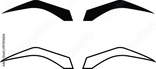 Set of eyebrows icons in flat and line styles. Fashion eyebrow perfectly shapes vectors illustration. Permanent make up and tattooing. Cosmetic for eyebrow elements isolated on transparent background.