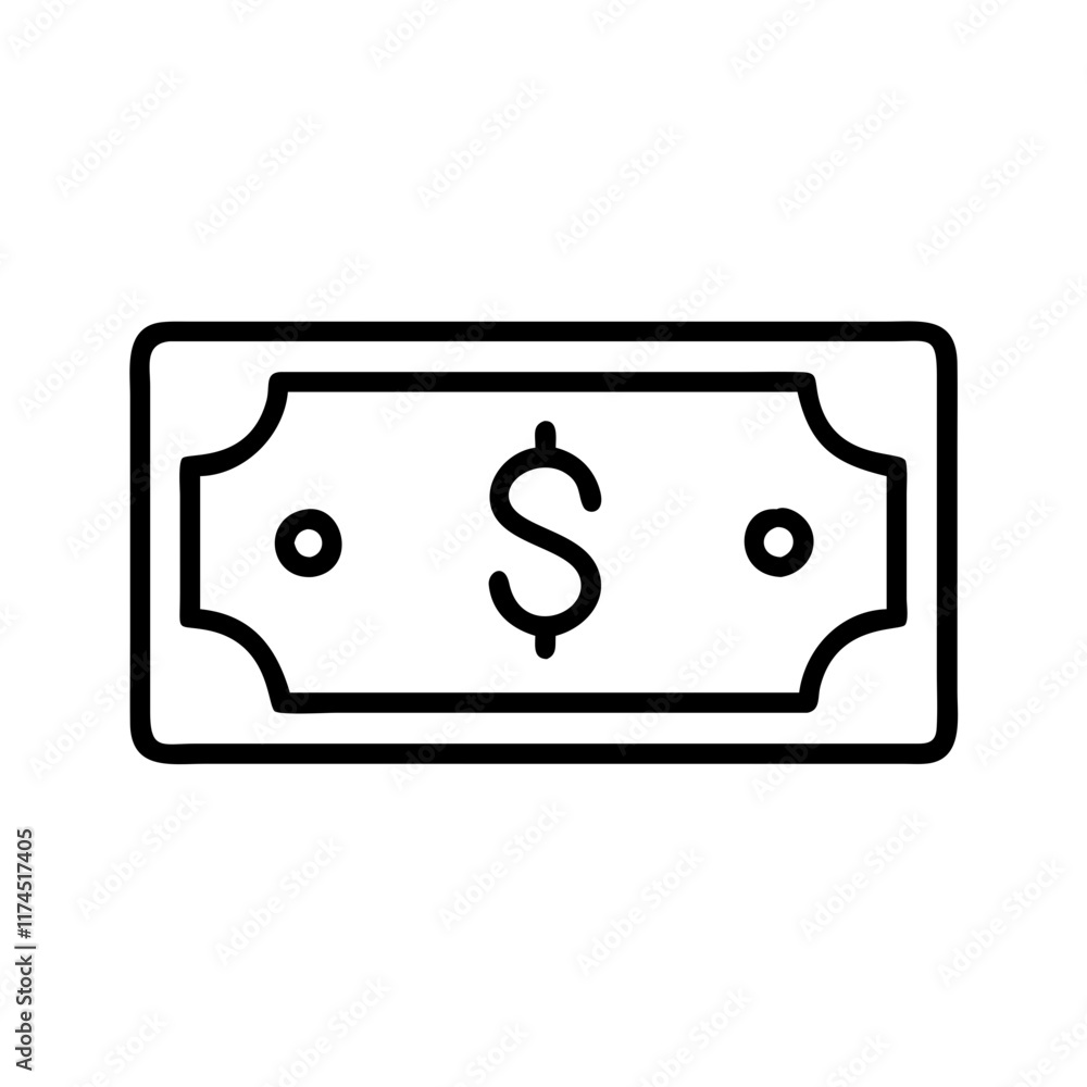 Image of a stylized banknote with a dollar sign Image of a stylized banknote with a dollar sign
