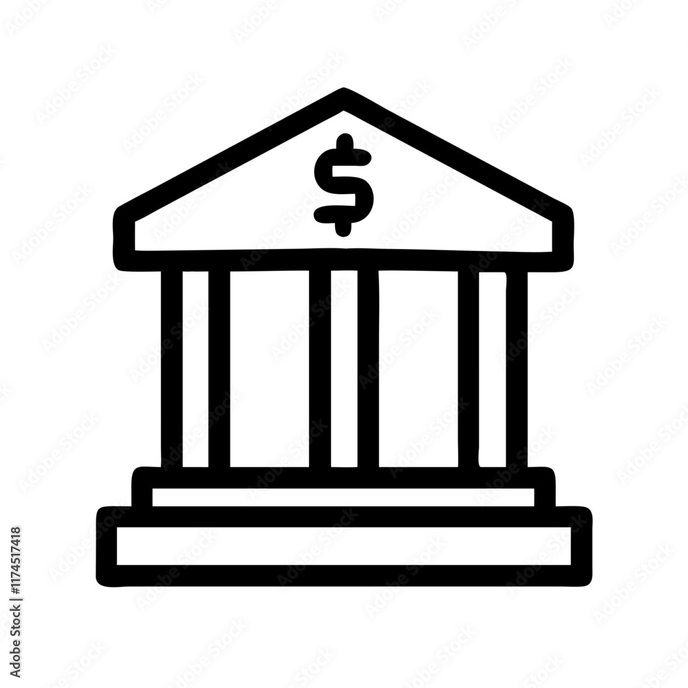 Vector icon featuring a bank and dollar sign
Vector icon featuring a bank and dollar sign