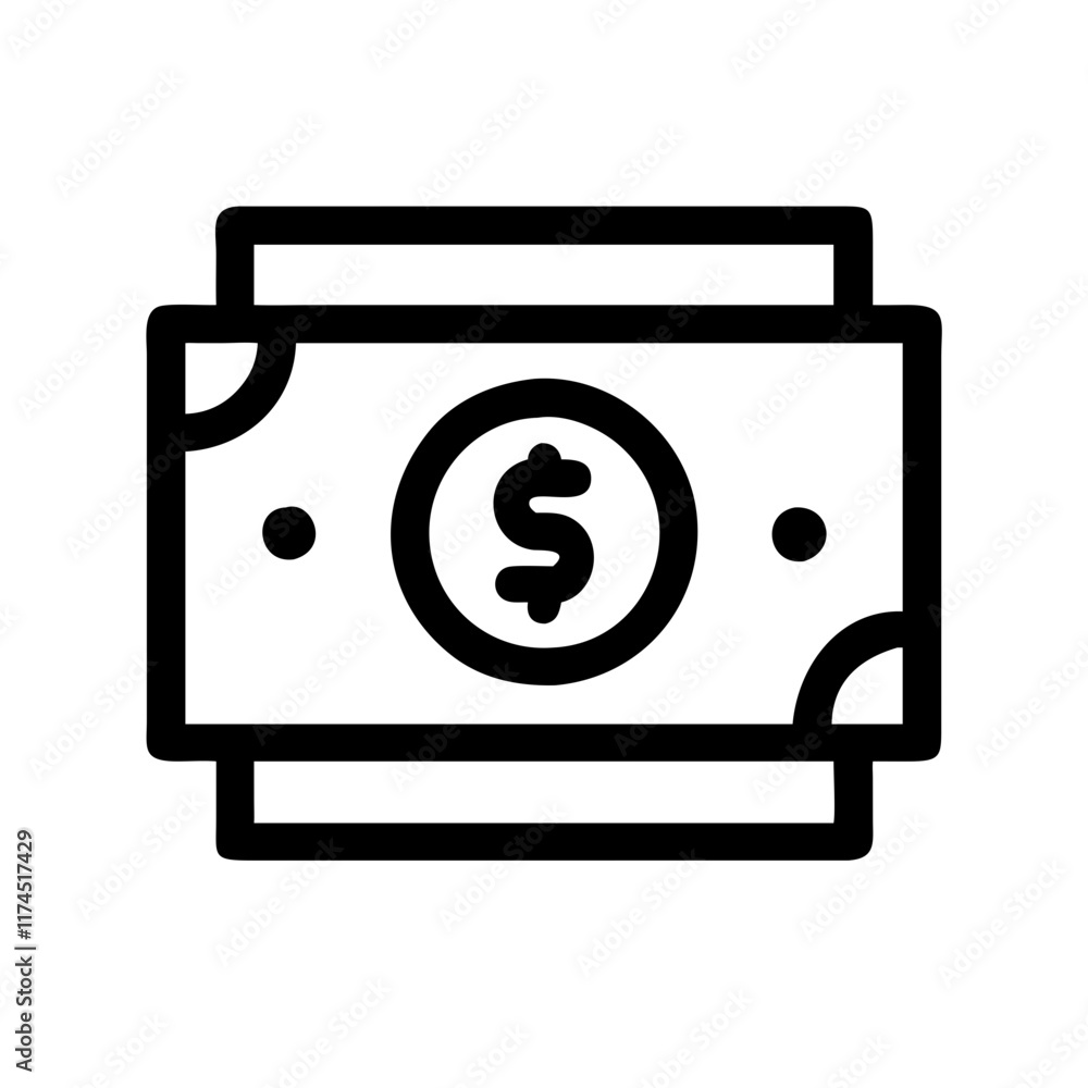 Image of a stylized banknote with a dollar sign Image of a stylized banknote with a dollar sign