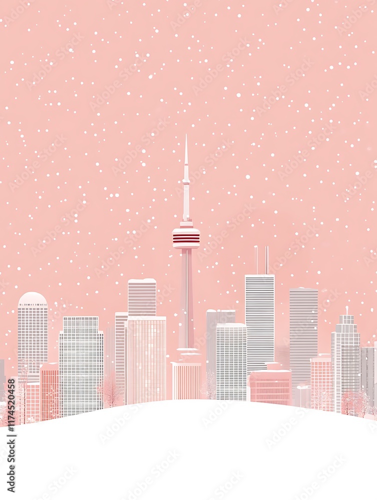 Fototapeta premium Skyscrapers in the city in winter.