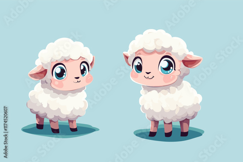 Cute baby sheep Cartoon Vector Icon Illustration.