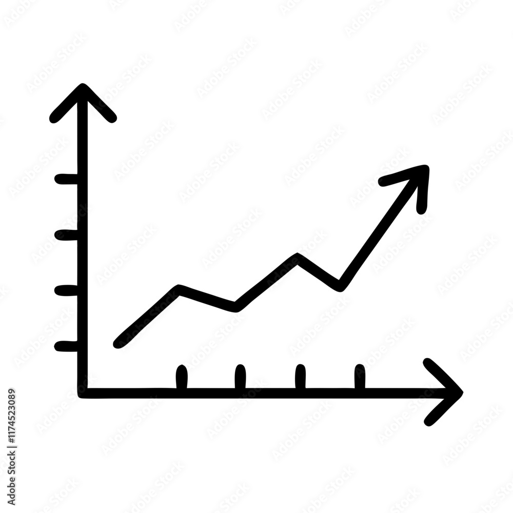 Rising chart with linear arrow and bar graph. Rising chart with linear arrow and bar graph.