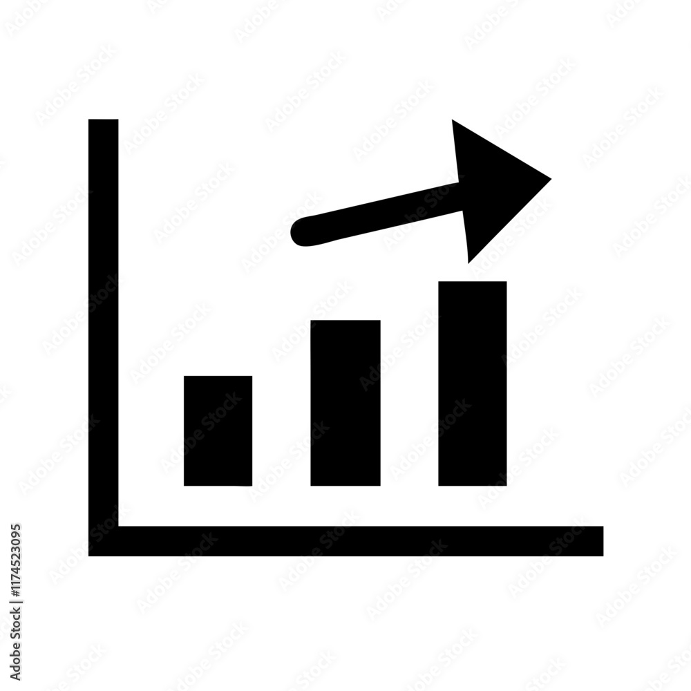 Rising chart with linear arrow and bar graph. Rising chart with linear arrow and bar graph.