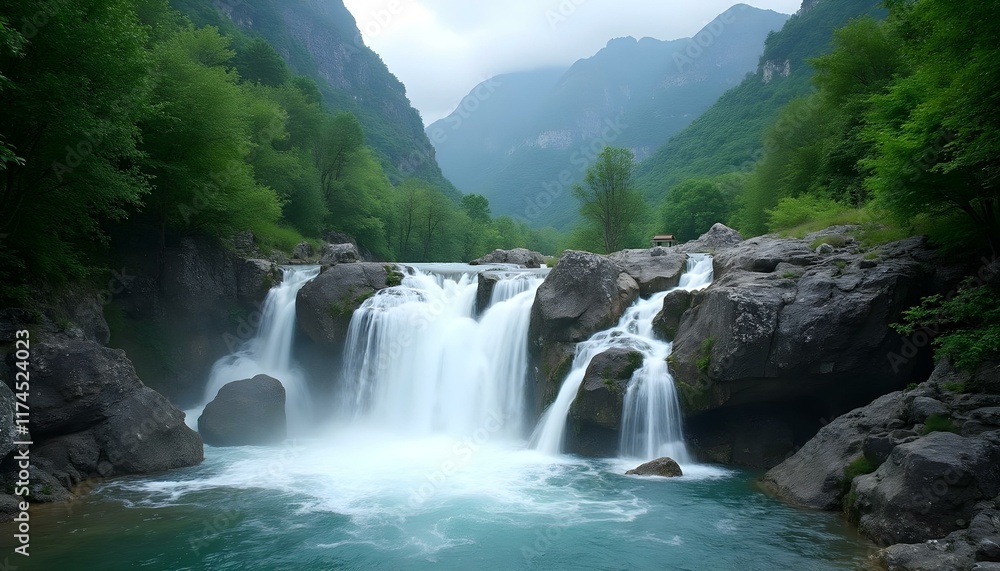 Fototapeta premium Cascada majestuosa rodeada de naturaleza