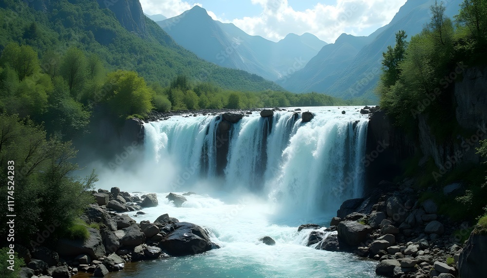 Fototapeta premium Cascada majestuosa rodeada de naturaleza