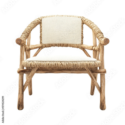 Ropewrapped coastal chair isolated furniture photo