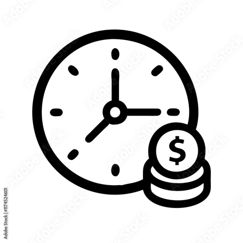 A clock with coins, symbolizing the concept of time is money.