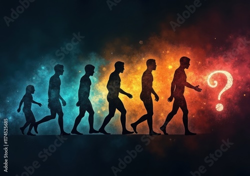 Evolution of Man depicted through various stages from childhood to adulthood