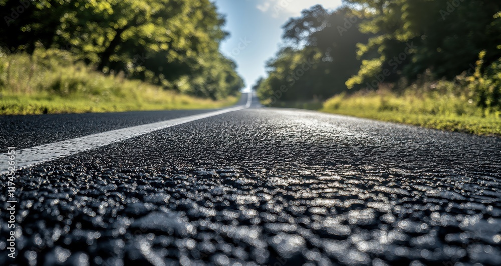 A road with a white line down the middle A road with a white line down the middle