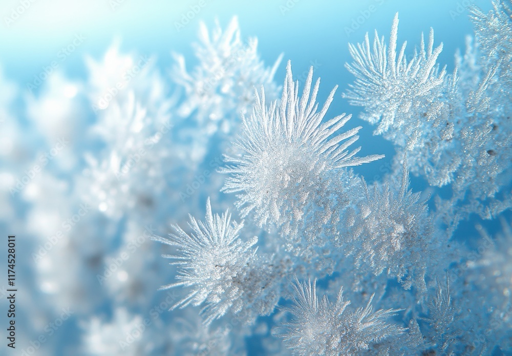 Fototapeta premium A close up of a snowflake with a blue background