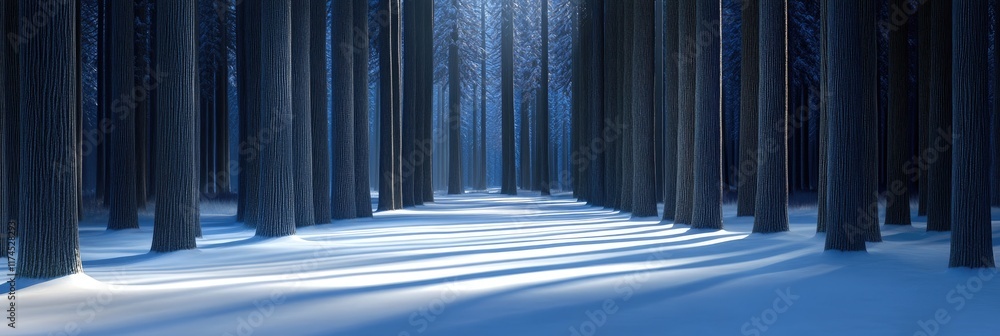 A serene winter forest scene with tall trees and soft snow, evoking tranquility and solitude. A serene winter forest scene with tall trees and soft snow, evoking tranquility and solitude.