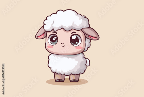 Cute baby sheep Cartoon Vector Icon Illustration.