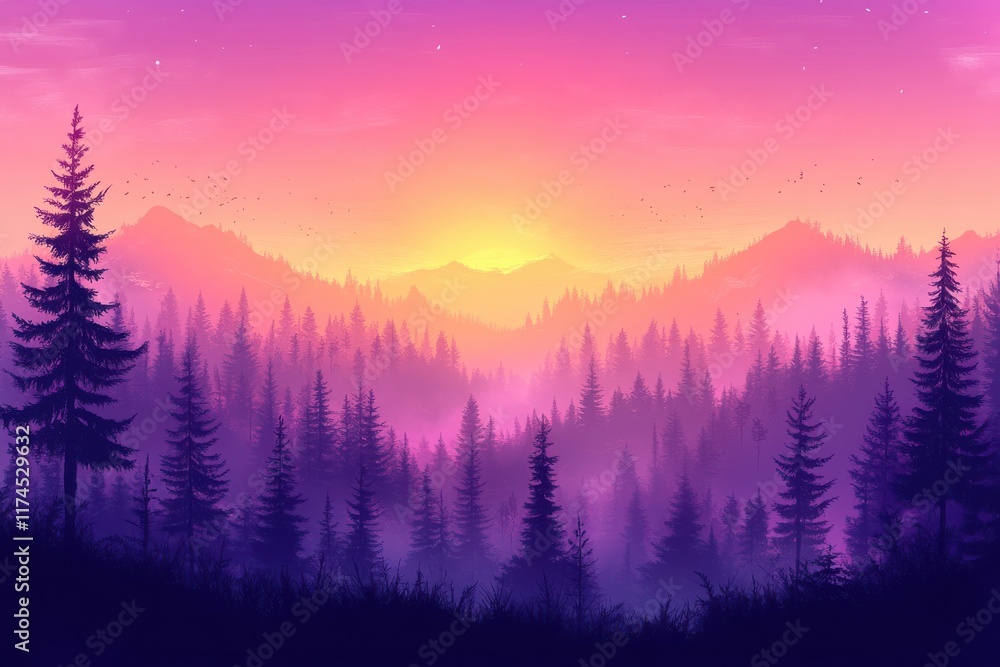 A beautiful mountain range with a pink and purple sky A beautiful mountain range with a pink and purple sky