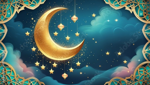 Vibrant Happy Ramadan Celebration Background.

 photo