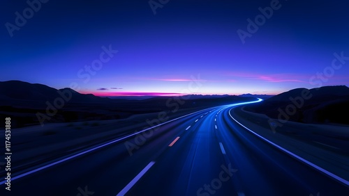 The allure of the open road, amplified by a striking display of neon colors, inviting exploration.