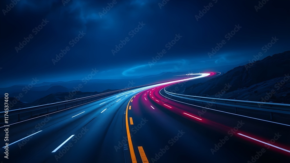 A digital dreamscape where the road itself becomes a canvas for vibrant, neon hues. A digital dreamscape where the road itself becomes a canvas for vibrant, neon hues.