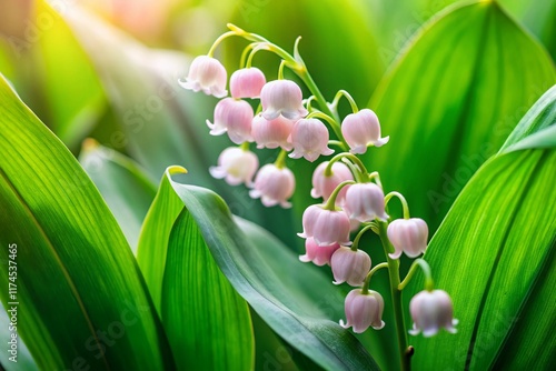 Delicate Pink Lily of the Valley Blossoms, Minimalist Close-up photo