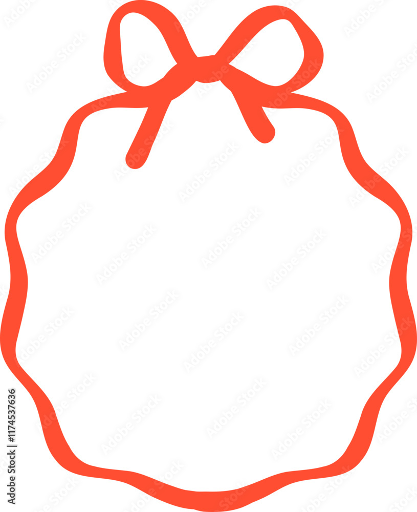 Retro Bow Wavy Ribbon Oval Frame Valentine Squiggle Flat Design