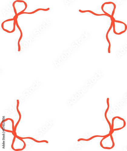 Retro Bow Ribbon Vertical Rectangle Frame Valentine Squiggle Flat Design