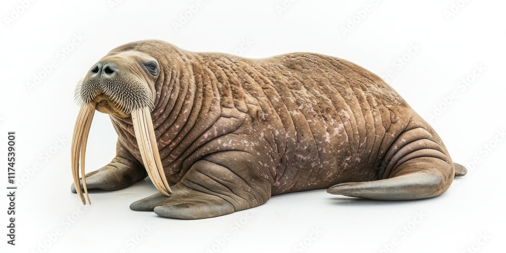 Walrus front view full body on white background Walrus front view full body on white background