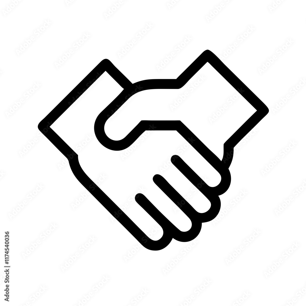 Line drawing of two shaking hands, symbolizing agreement, partnership and cooperation.Vector icon in linart style - handshake Line drawing of two shaking hands, symbolizing agreement, partnership and cooperation.Vector icon in linart style - handshake