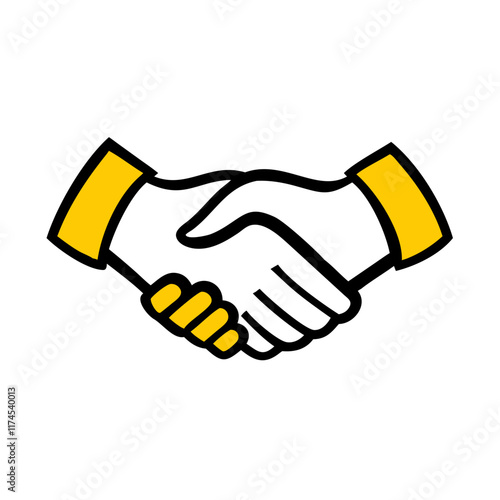 Line drawing of two shaking hands, symbolizing agreement, partnership and cooperation.Vector icon in linart style - handshake