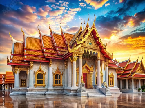 Wallpaper Mural Marvel at Wat Benchamabophit, Bangkok's breathtaking marble temple; a beautiful architectural gem and popular tourist destination. Torontodigital.ca