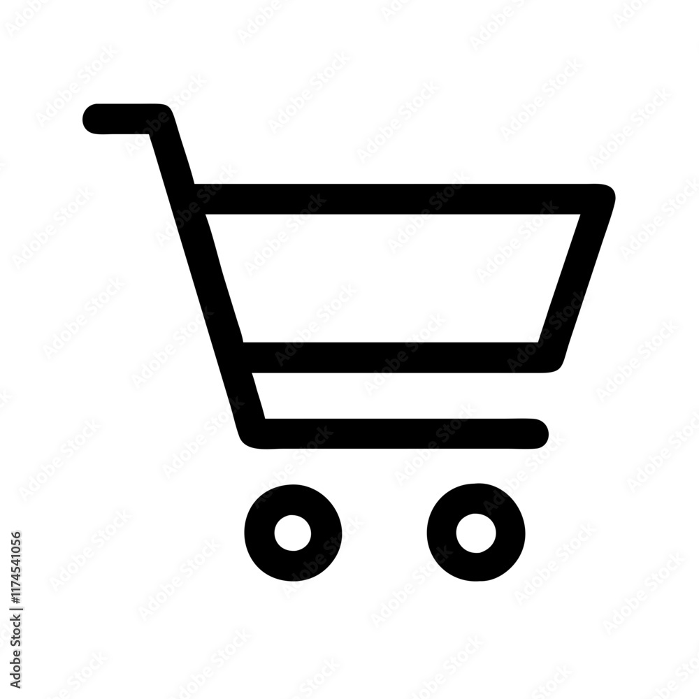 Simple shopping cart line artwork representing online shopping, retail and e-commerce.Supermarket shopping cart vector icon Simple shopping cart line artwork representing online shopping, retail and e-commerce.Supermarket shopping cart vector icon