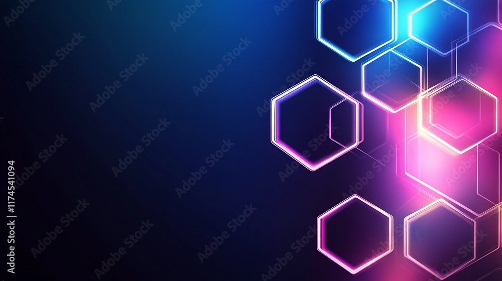 Abstract Neon Hexagon Geometric Design Background Abstract Neon Hexagon Geometric Design Background