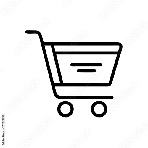 Simple shopping cart line artwork representing online shopping, retail and e-commerce.Supermarket shopping cart vector icon