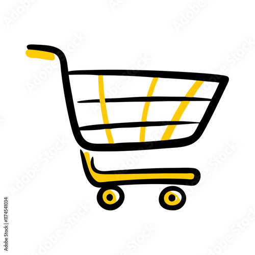 Simple shopping cart line artwork representing online shopping, retail and e-commerce.Supermarket shopping cart vector icon