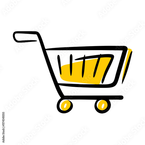 Simple shopping cart line artwork representing online shopping, retail and e-commerce.Supermarket shopping cart vector icon