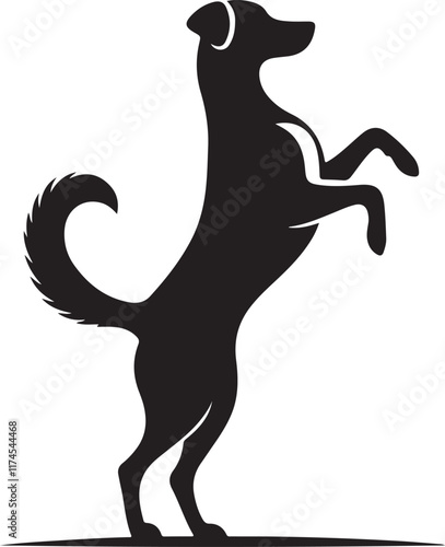 Silhouette of a dog with a minimalist design and white background Free Vector. Dog silhouette. A charming vector illustration of a cute dog silhouette

