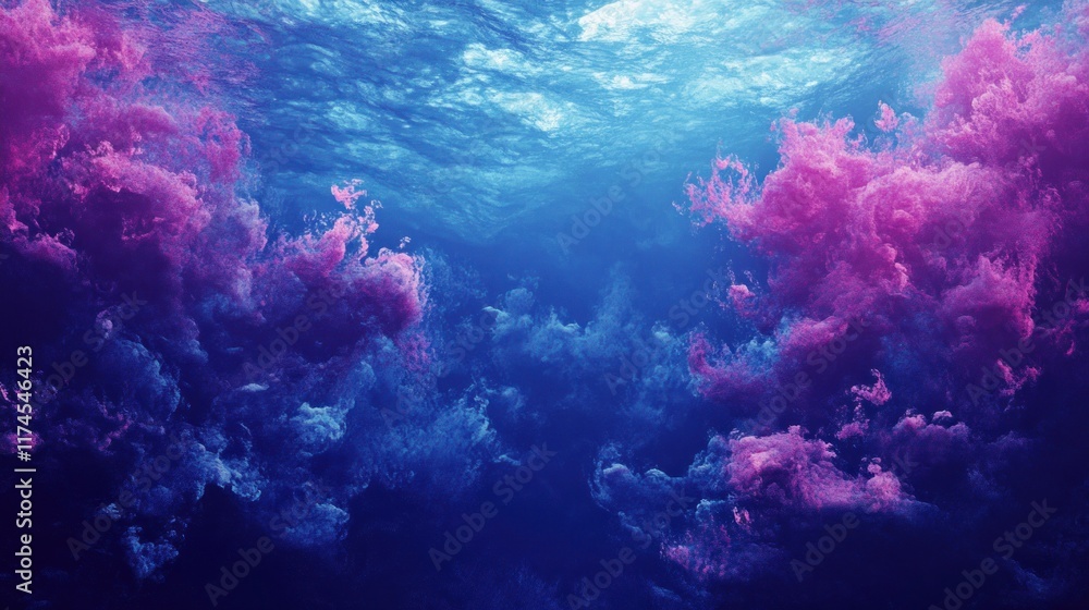 Abstract Underwater Scene with Pink and Blue Abstract Underwater Scene with Pink and Blue