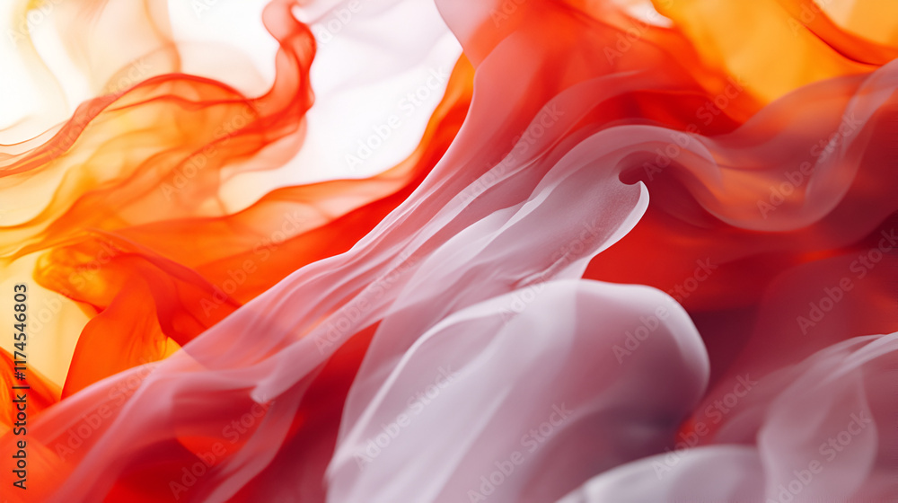 Obraz premium Abstract Art: Orange and White Fabric Swirls 