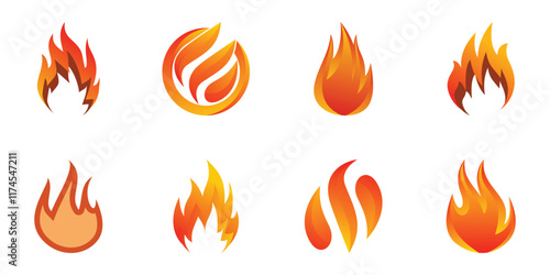 Abstract fire logo collection Premium Vector