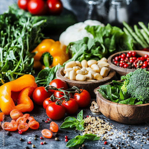 fresh vegetables on a wooden table