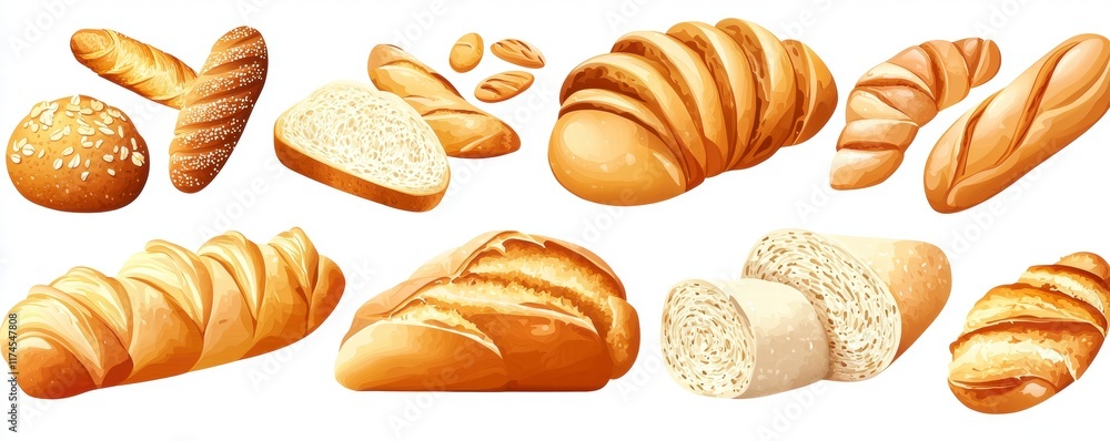 Assorted Bakery Breads and Rolls. Assorted Bakery Breads and Rolls.