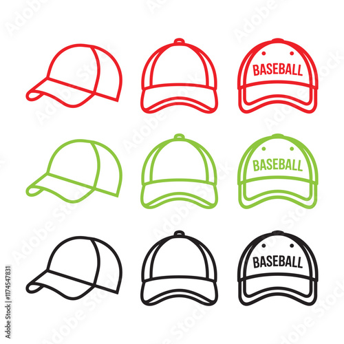 Colorful cap Icon collection on white background