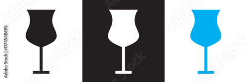 Wine glass icon. Champagne wineglass sign business concept. isolated on white and black background. vector illustration. EPS 10