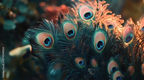 Close up of peacock feather