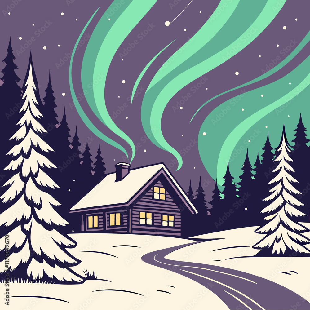 Fototapeta premium winter landscape with houses