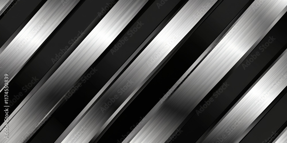 Fototapeta premium Abstract Black Silver Diagonal Stripes Texture Background